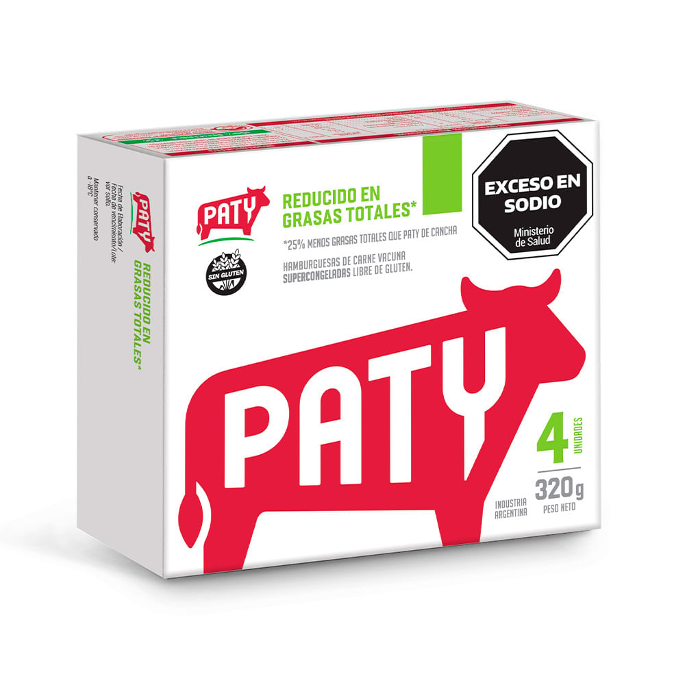 Hamburguesa de Carne Vacuna x 4 Un 320 Grs Paty