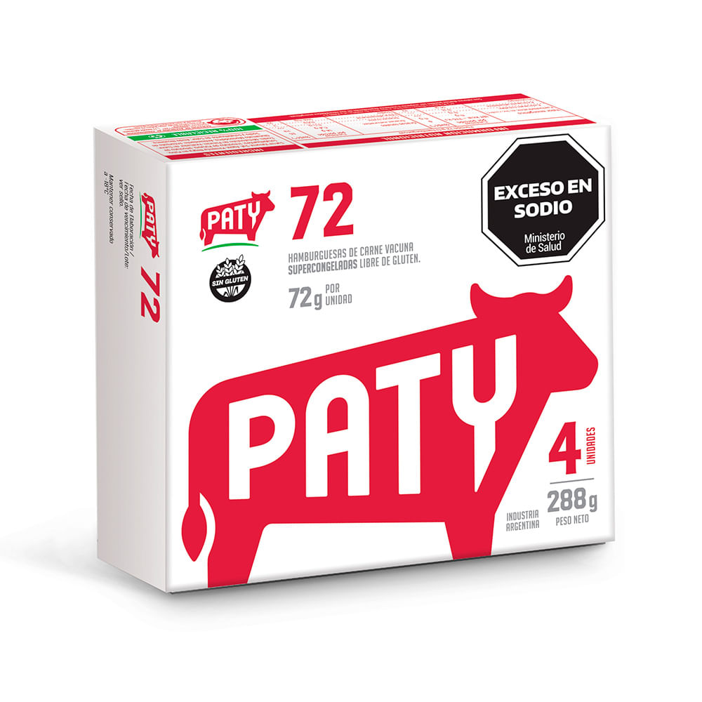 Hamburguesa de Carne Vacuna x 4 Un 288 Grs Paty